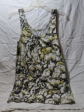 Mossimo Supply Co. Yellow and Black Abstract Floral Tank Top